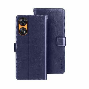 For OPPO Reno8 T 4G idewei Crazy Horse Texture Leather Phone Case with Holder(Blue)