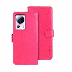 For Xiaomi 13 Lite idewei Crazy Horse Texture Leather Phone Case with Holder(Rose Red)