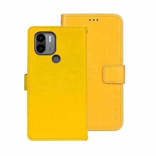 For Xiaomi Poco C51 idewei Crazy Horse Texture Leather Phone Case with Holder(Yellow)
