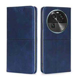 For OPPO Find X6 5G Cow Texture Magnetic Horizontal Flip Leather Phone Case(Blue)