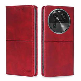 For OPPO Find X6 5G Cow Texture Magnetic Horizontal Flip Leather Phone Case(Red)