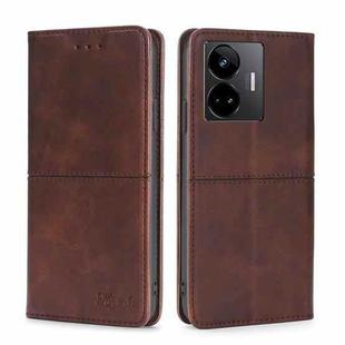 For Realme GT Neo 5 / GT3 / GT Neo 5 240W Cow Texture Magnetic Horizontal Flip Leather Phone Case(Dark Brown)