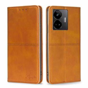 For Realme GT Neo 5 / GT3 / GT Neo 5 240W Cow Texture Magnetic Horizontal Flip Leather Phone Case(Light Brown)