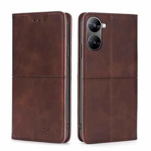 For Realme V30 5G / V30t Cow Texture Magnetic Horizontal Flip Leather Phone Case(Dark Brown)