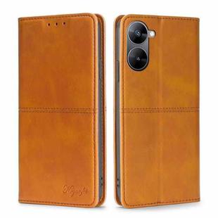 For Realme V30 5G / V30t Cow Texture Magnetic Horizontal Flip Leather Phone Case(Light Brown)