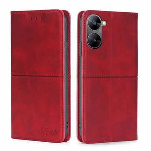 For Realme V30 5G / V30t Cow Texture Magnetic Horizontal Flip Leather Phone Case(Red)
