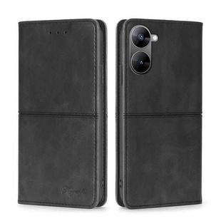 For Realme V30 5G / V30t Cow Texture Magnetic Horizontal Flip Leather Phone Case(Black)