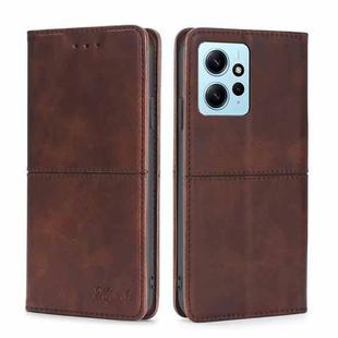 For Xiaomi Redmi Note 12 4G Global Cow Texture Magnetic Horizontal Flip Leather Phone Case(Dark Brown)