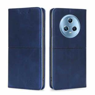 For Honor Magic5 Cow Texture Magnetic Horizontal Flip Leather Phone Case(Blue)