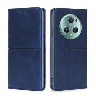 For Honor Magic5 Pro Cow Texture Magnetic Horizontal Flip Leather Phone Case(Blue)