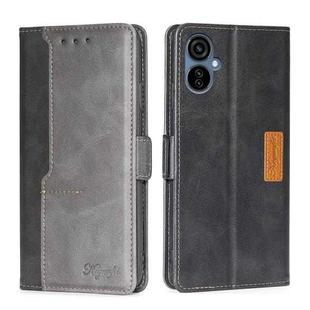 For Tecno Camon 19 Neo Contrast Color Side Buckle Leather Phone Case(Black + Grey)
