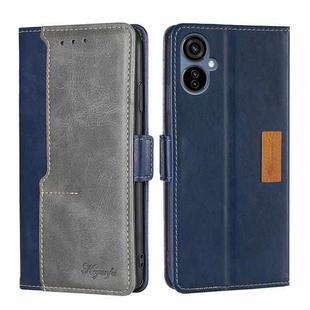 For Tecno Camon 19 Neo Contrast Color Side Buckle Leather Phone Case(Blue + Grey)