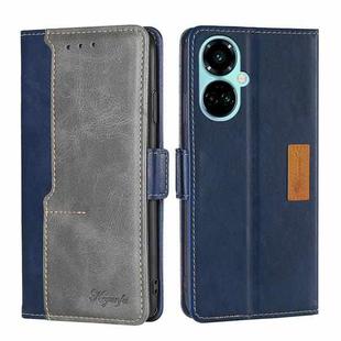 For Tecno Camon 19 / 19 Pro Contrast Color Side Buckle Leather Phone Case(Blue + Grey)
