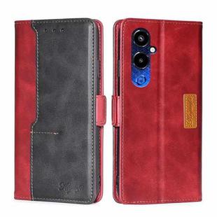 For Tecno Pova 4 Pro Contrast Color Side Buckle Leather Phone Case(Red + Black)