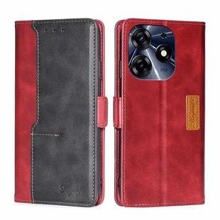 For Tecno Spark 10 Pro Contrast Color Side Buckle Leather Phone Case(Red + Black)