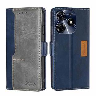 For Tecno Spark 10 Pro Contrast Color Side Buckle Leather Phone Case(Blue + Grey)