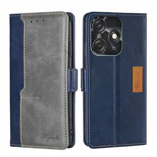 For Tecno Spark 10C Contrast Color Side Buckle Leather Phone Case(Blue + Grey)