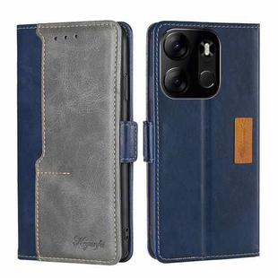 For Tecno Spark Go 2023 Contrast Color Side Buckle Leather Phone Case(Blue + Grey)