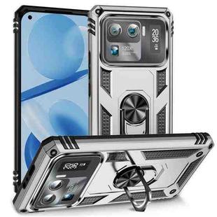 For Xiaomi Mi 11 Ultra Shockproof TPU + PC Phone Case with Holder(Silver)