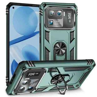 For Xiaomi Mi 11 Ultra Shockproof TPU + PC Phone Case with Holder(Dark Green)