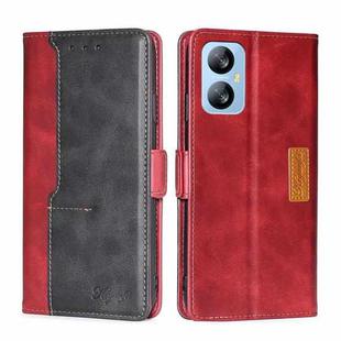 For Blackview A52 Contrast Color Side Buckle Leather Phone Case(Red + Black)