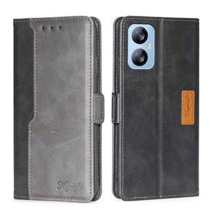 For Blackview A52 Contrast Color Side Buckle Leather Phone Case(Black + Grey)