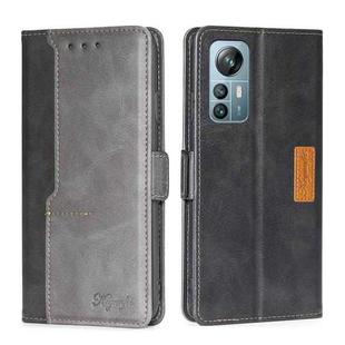 For Blackview A85 Contrast Color Side Buckle Leather Phone Case(Black + Grey)