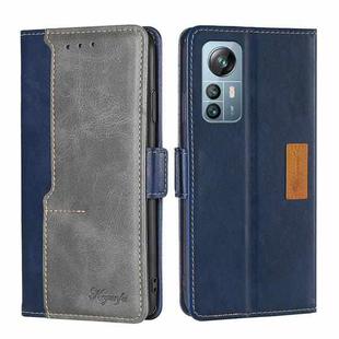 For Blackview A85 Contrast Color Side Buckle Leather Phone Case(Blue + Grey)