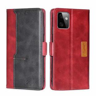 For Motorola Moto G Power 2023 Contrast Color Side Buckle Leather Phone Case(Red + Black)