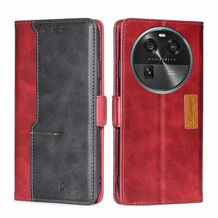 For OPPO Find X6 5G Contrast Color Side Buckle Leather Phone Case(Red + Black)