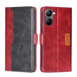 For Realme V30 5G / V30T Contrast Color Side Buckle Leather Phone Case(Red + Black)