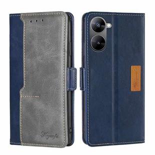 For Realme V30 5G / V30T Contrast Color Side Buckle Leather Phone Case(Blue + Grey)