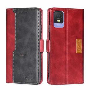 For TCL 403 Contrast Color Side Buckle Leather Phone Case(Red + Black)