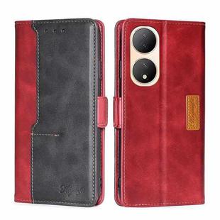 For vivo Y100 5G Contrast Color Side Buckle Leather Phone Case(Red + Black)