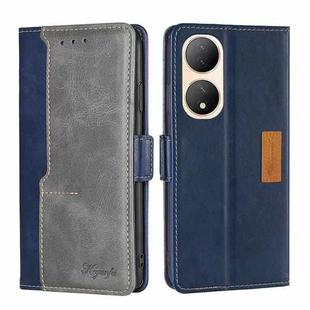 For vivo Y100 5G Contrast Color Side Buckle Leather Phone Case(Blue + Grey)