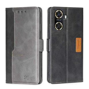 For Huawei Enjoy 60 Contrast Color Side Buckle Leather Phone Case(Black + Grey)