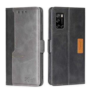 For Rakuten Big S Contrast Color Side Buckle Leather Phone Case(Black + Grey)