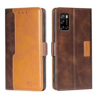 For Rakuten Big S Contrast Color Side Buckle Leather Phone Case(Dark Brown + Gold)