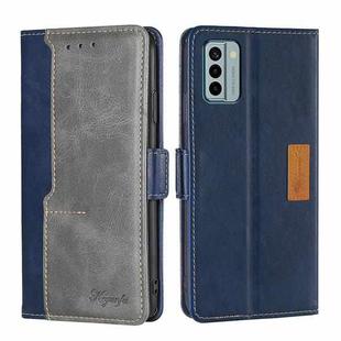 For Nokia G22 Contrast Color Side Buckle Leather Phone Case(Blue + Grey)