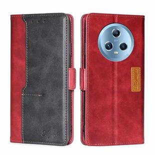 For Honor Magic5 Contrast Color Side Buckle Leather Phone Case(Red + Black)