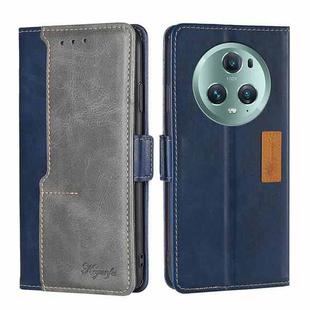 For Honor Magic5 Pro Contrast Color Side Buckle Leather Phone Case(Blue + Grey)