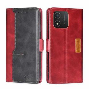 For Honor X5 4G Contrast Color Side Buckle Leather Phone Case(Red + Black)