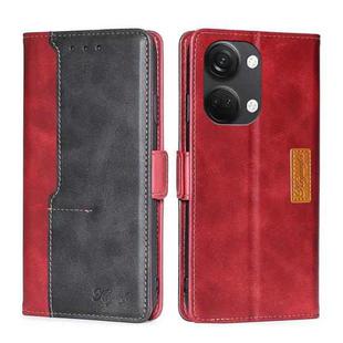 For OnePlus Ace 2V 5G Contrast Color Side Buckle Leather Phone Case(Red + Black)