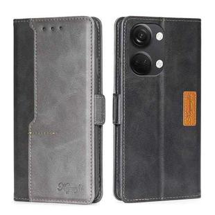 For OnePlus Ace 2V 5G Contrast Color Side Buckle Leather Phone Case(Black + Grey)
