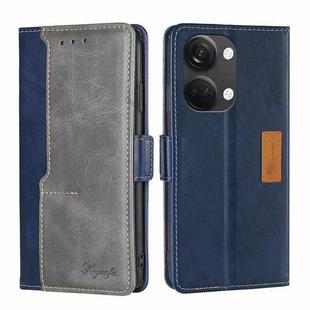 For OnePlus Ace 2V 5G Contrast Color Side Buckle Leather Phone Case(Blue + Grey)