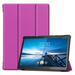 For Lenovo M10 FHD REL TB-X605FC Custer Pattern Pure Color Horizontal Flip Leather Case with Three-folding Holder & Wake-up / Sleep Function(Purple)