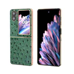 For OPPO Find N2 Flip Genuine Leather Ostrich Texture Nano Plating Phone Case(Green)