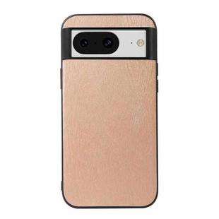 For Google Pixel 8 Wood Texture PU Phone Case(Gold)