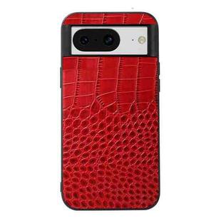 For Google Pixel 8 Crocodile Texture Genuine Leather Phone Case(Red)
