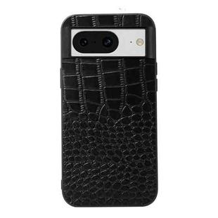 For Google Pixel 8 Crocodile Texture Genuine Leather Phone Case(Black)